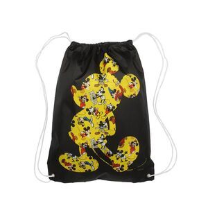 New Disney Mickey Mouse 18" Black Drawstring Sling Cinch Bag Through The Years
